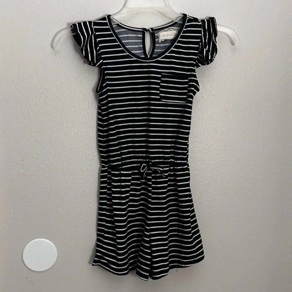 Girls Kids Btween Stripe Black‎ Romper Size 6x